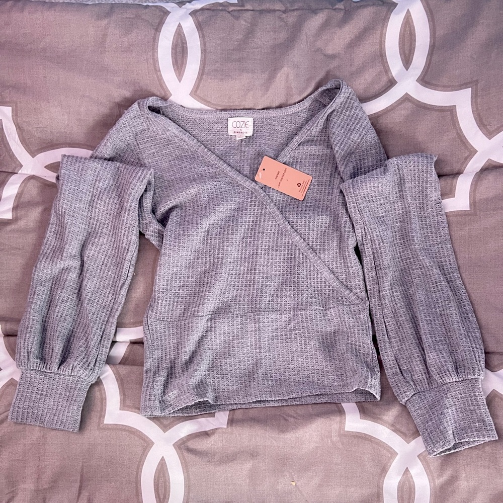 grey long sleeve top